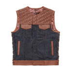 Red Label - Men's Club Style Leather/Denim Motorcycle Vest - Limited Edition