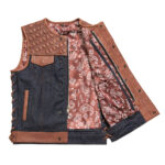Red Label - Men's Club Style Leather/Denim Motorcycle Vest - Limited Edition - Image 2