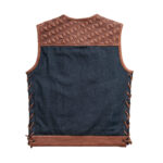 Red Label - Men's Club Style Leather/Denim Motorcycle Vest - Limited Edition - Image 3