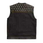 MotoGrip Men's Leather Vest Gold paisley lining & Gold Thread Concealed Waistcoat - Image 3