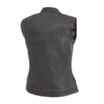 Jessica Women's Motorcycle Leather Vest - Purple - Limited Edition - Image 2
