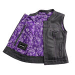 Jessica Women's Motorcycle Leather Vest - Purple - Limited Edition - Image 3
