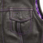 Jessica Women's Motorcycle Leather Vest - Purple - Limited Edition - Image 4
