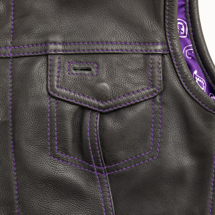 Jessica Women's Motorcycle Leather Vest - Purple - Limited Edition - Image 4