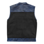 Men's Black & Blue Leather Denim Vest W/ Crocodile embossed Concealed Waistcoat - Image 3