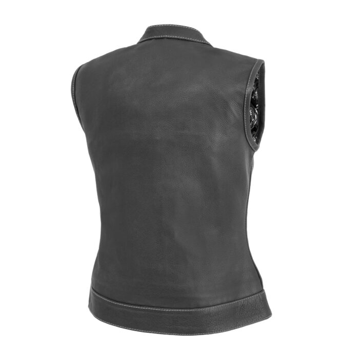 Jessica Women's Motorcycle Leather Vest - White - Limited Edition - Image 2