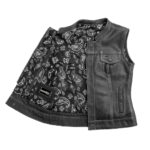 Jessica Women's Motorcycle Leather Vest - White - Limited Edition - Image 3