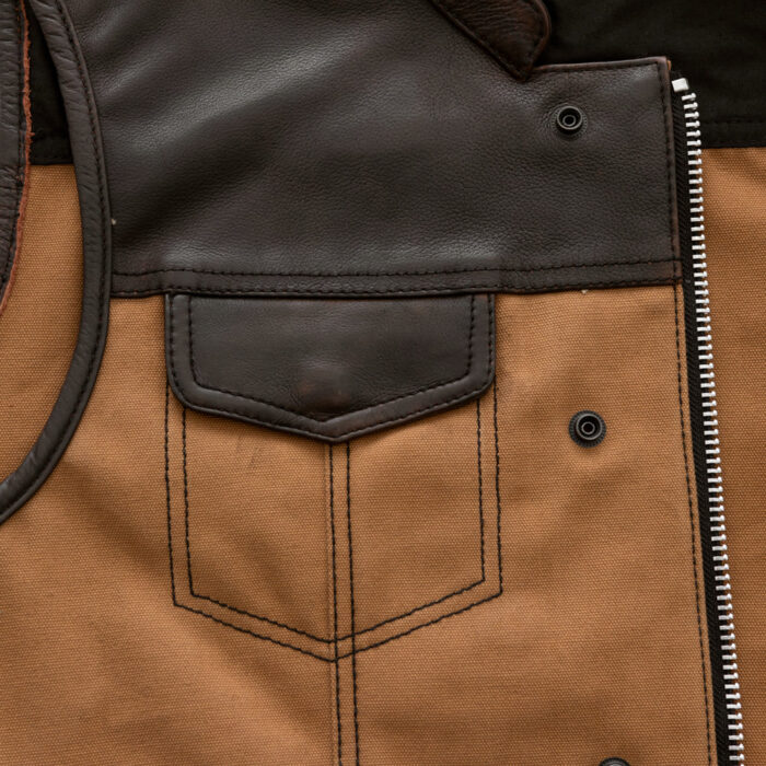 Hunt Club Standard - Motorcycle Leather Canvas Vest - Image 4